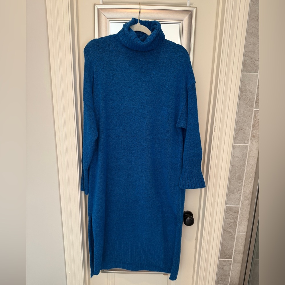 Anthropologie Blue Turtleneck Sweater Dress by Daily Practice